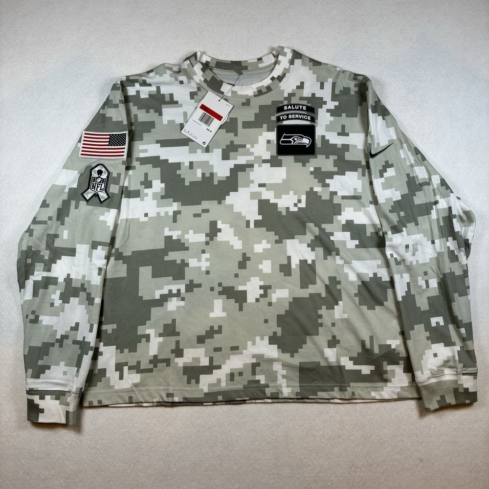 Nike Dri Fit Seattle Seahawks Womens L Shirt Salute To Service Digital Camo